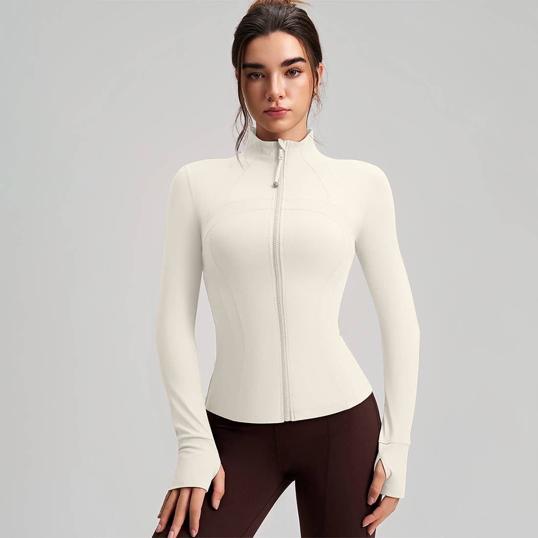 Sodalemon – wholesale Athletic top – Women′s – Women Slim-Fit High-Neck Finger-Loop Yoga Long Sleeve11