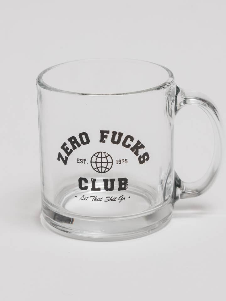 Zero F*cks Club Clear Mug for wholesale by LETTSGO