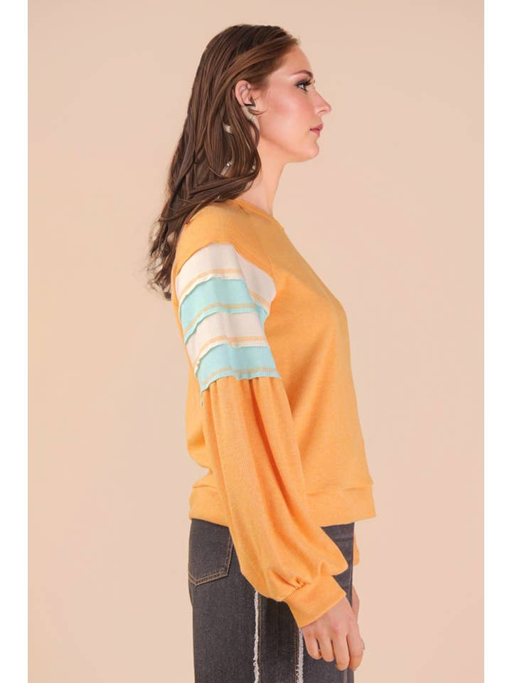 VERY J - Wholesale Knit Top - Women's - NT12384-Oversized Color Block Comfy Casual Knit Top3