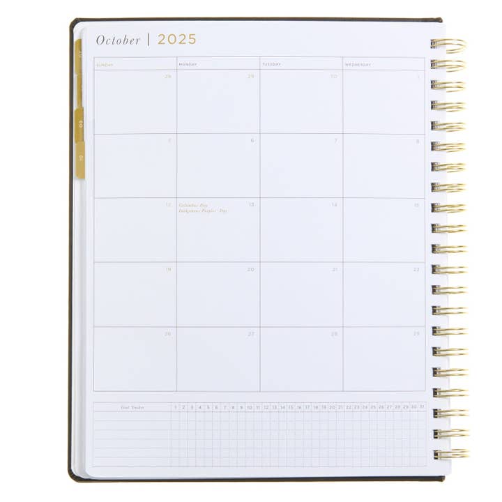 russell+hazel - Wholesale Planner - 2025-2026 Weekly Planner - Spiral Black Vegan Leather - July 2025-June 2026