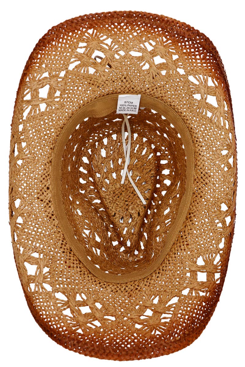 Cap Zone - Wholesale Cowboy Hat - Women's - Beaded Crochet Crushable Straw Cowboy Hat18