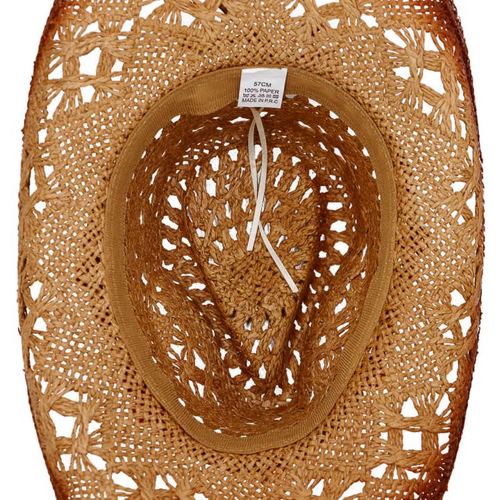 Cap Zone - Wholesale Cowboy Hat - Women's - Beaded Crochet Crushable Straw Cowboy Hat18