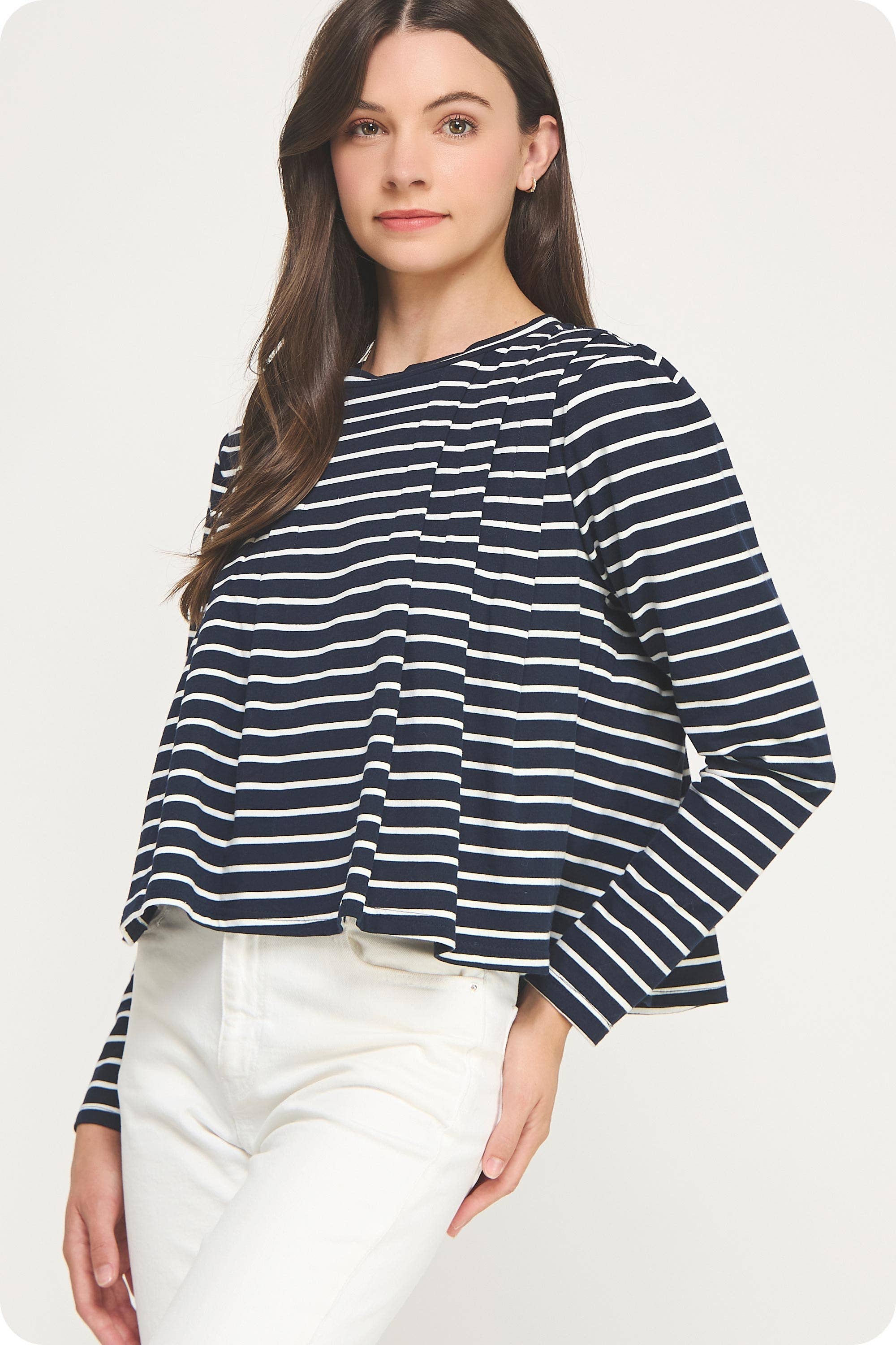 Strut & Bolt - Wholesale Blouse - Women's - Striped Shoulder Pad Knit Tee Top16