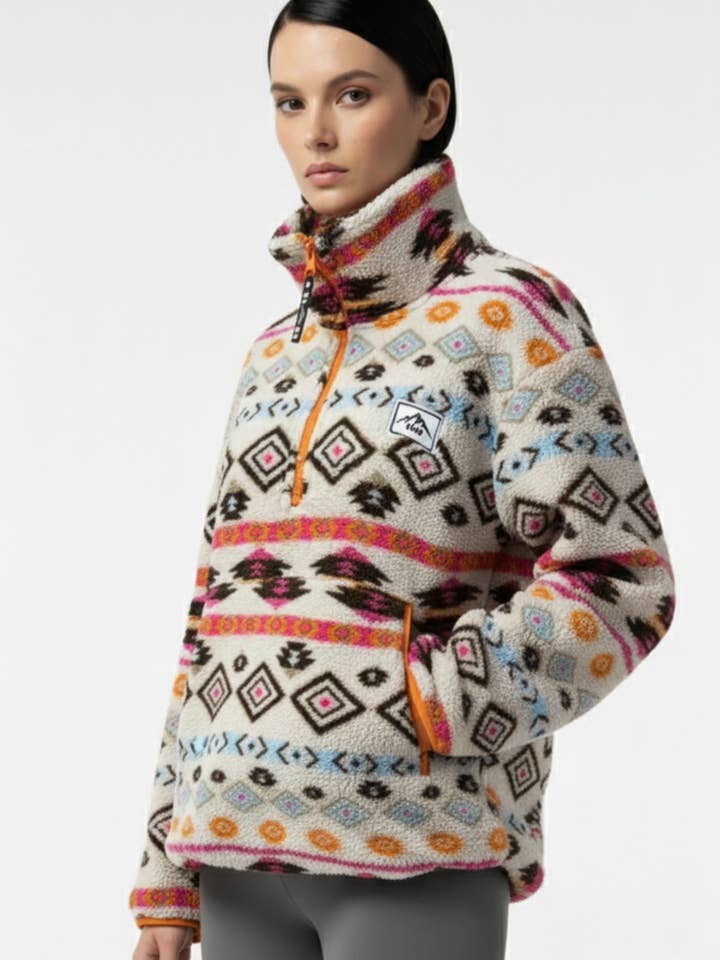 The Trek fleece in Hot Pink Aztec for wholesale by USCO