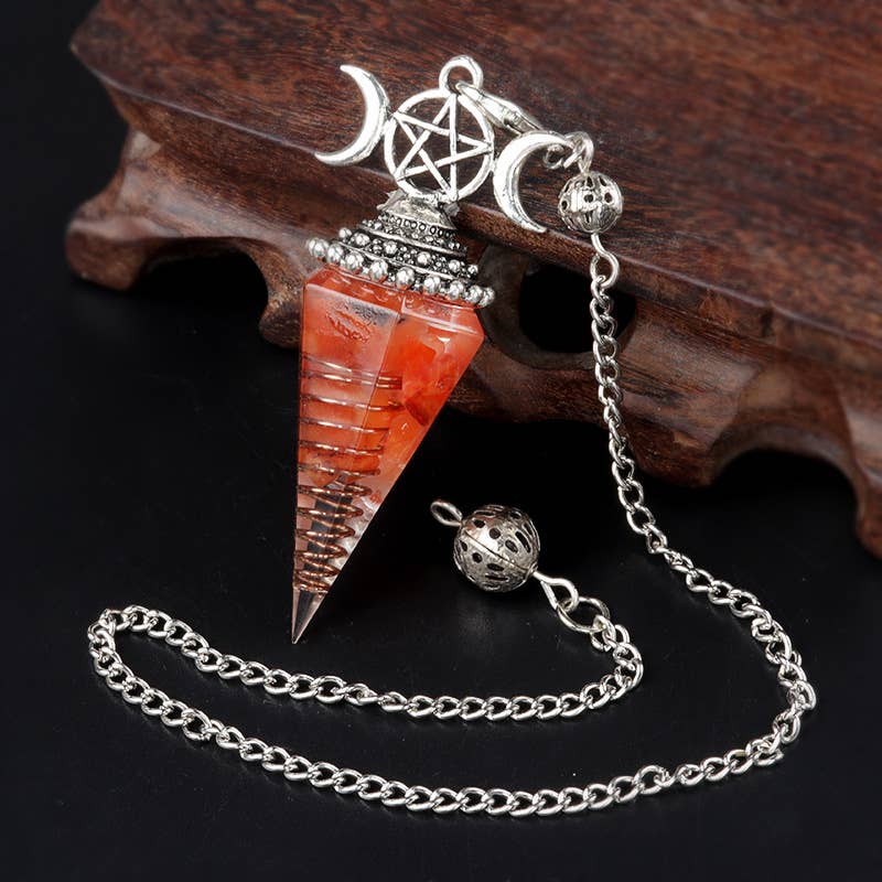 Gemcohub - Wholesale Spiritual Stone/Crystal - Moon Star Multicolor Hexagonal Pyramid Crystal Pendulum0