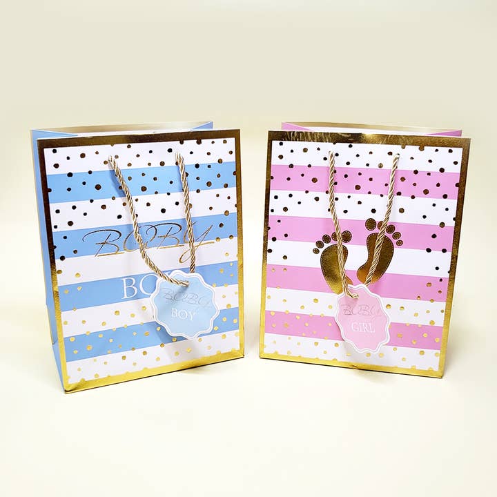 Assorted Color Gold Dot Baby Shower Gift Bag for wholesale on Faire