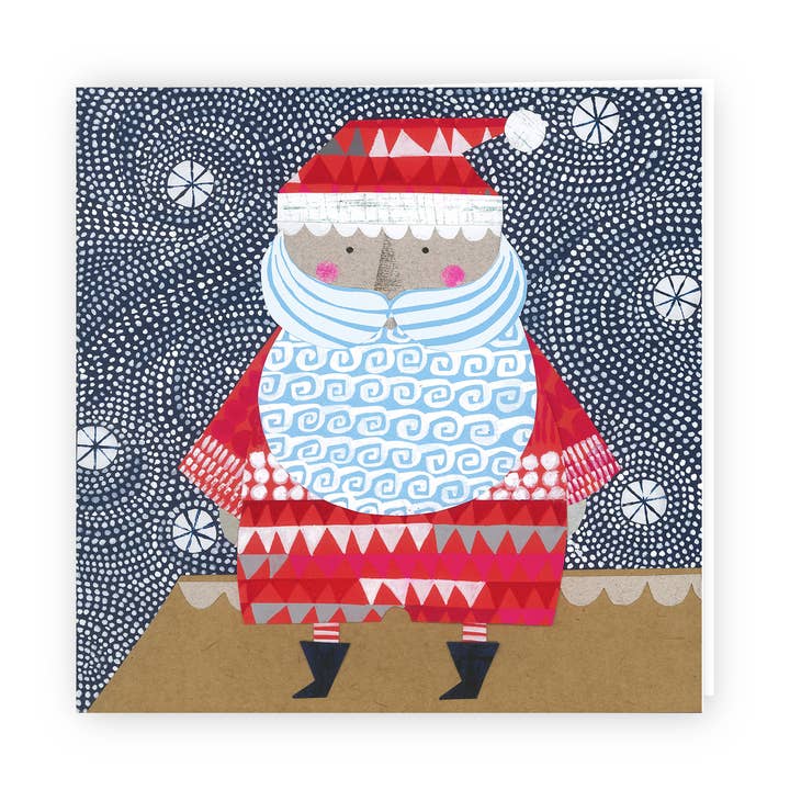 santa on roof christmas card for wholesale by Clare Youngs