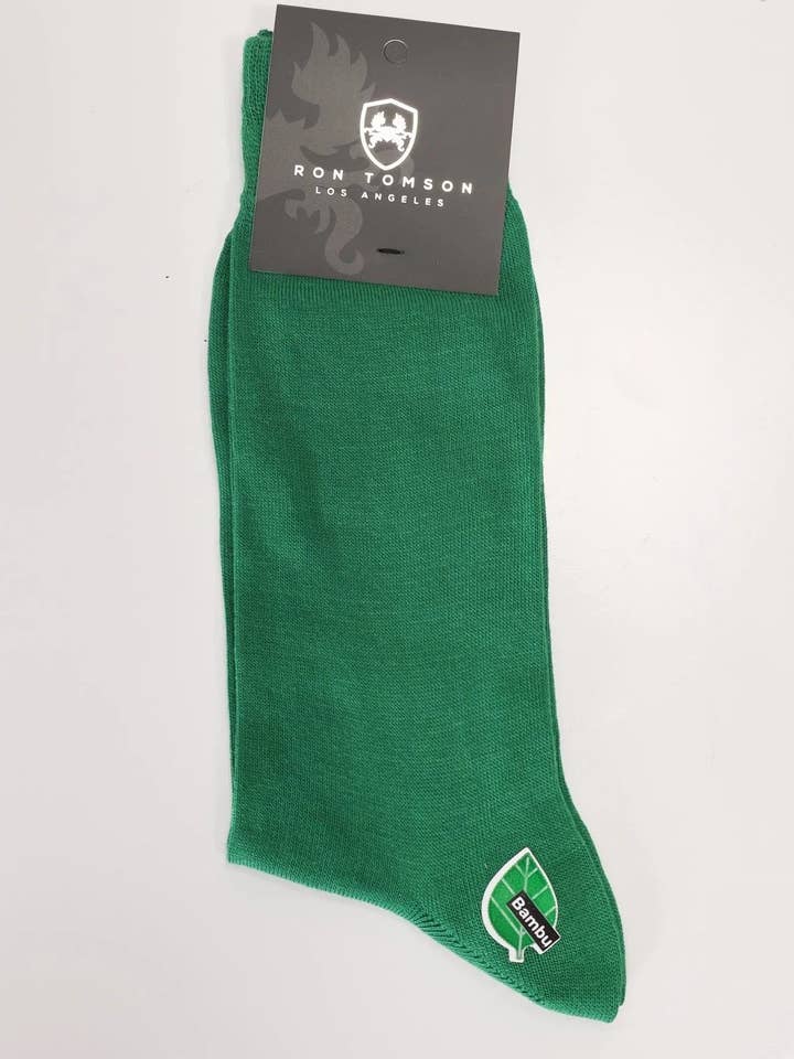 Calcetín verde liso para hombre para venta al por mayor de Ron Tomson