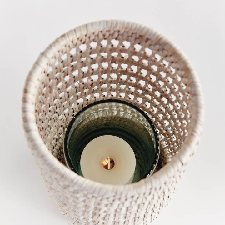 Napa Home & Garden - Wholesale Candle Holder - Burma Rattan Hurricane Small, White3