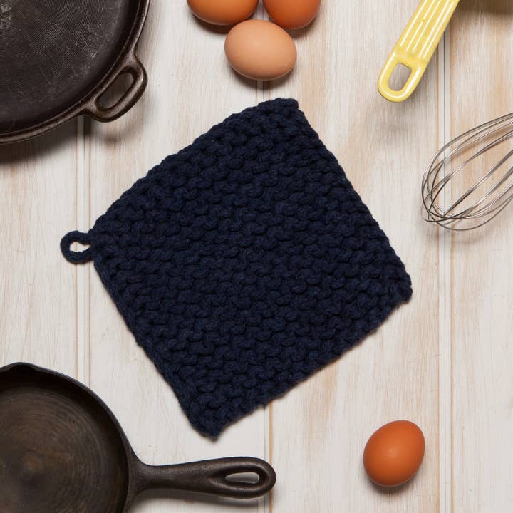Danica Heirloom - Wholesale Oven Mitt/Pot Holder - Midnight Blue Knit Potholder
