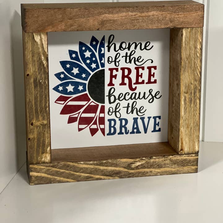 6x6 Patriotic Sunflower sign for wholesale by Thompsons Handmade Country LLC