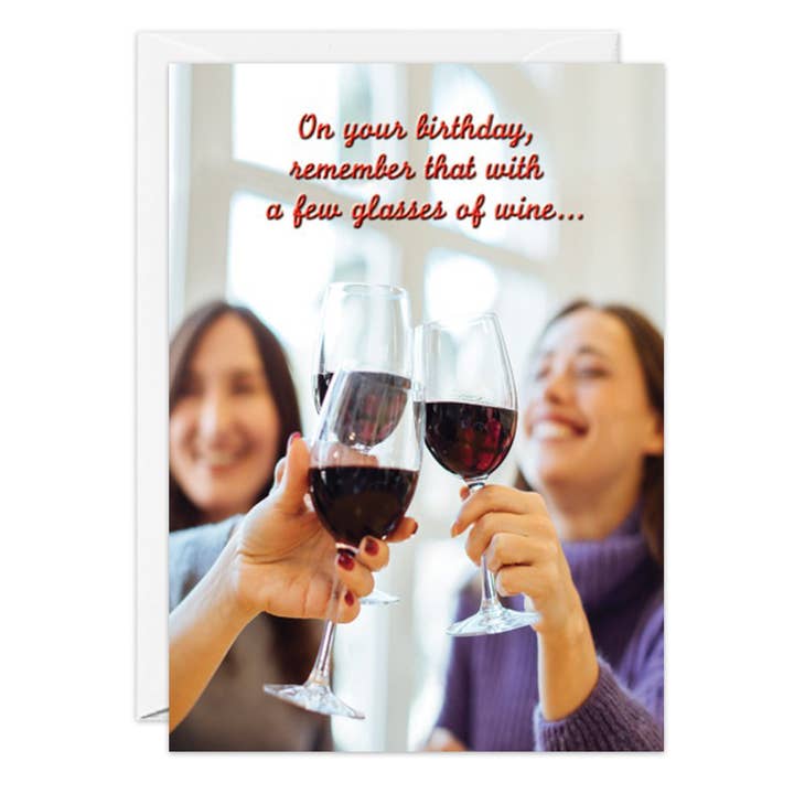 Glasses Of Wine Birthday Card - 9183 for wholesale by Oatmeal Studios