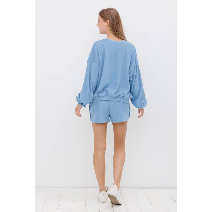 Sweet Generis - Wholesale Lounge Set - Women's - TOWEL FABRIC SWEATSHIRT AND SHORTS SET11