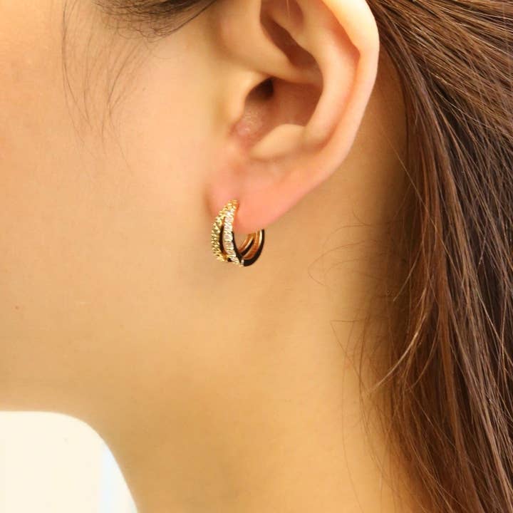 MiMi Wholesale - Wholesale Hoop Earrings - SJE310656 14K Classic Double Hoop Earrings2