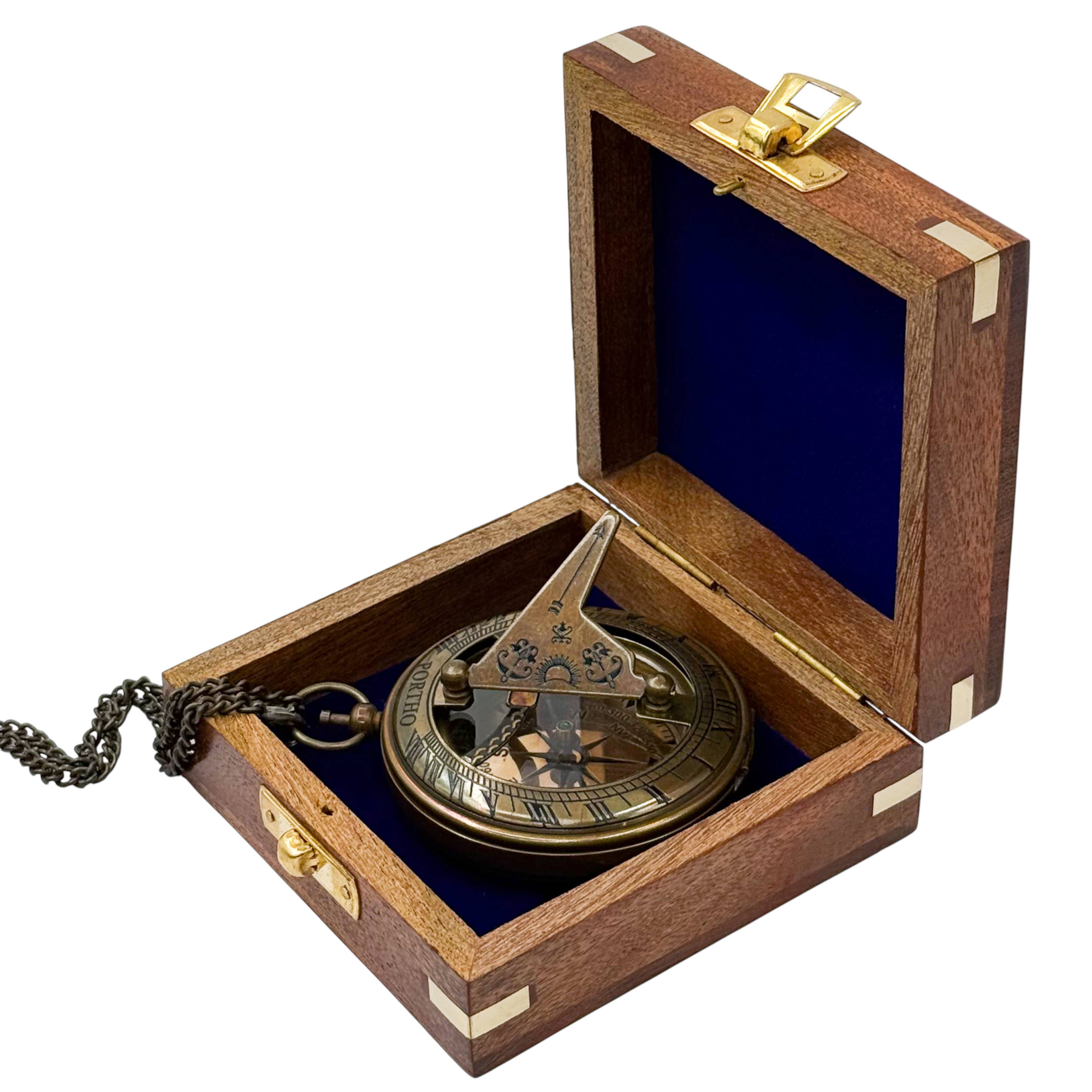 Dollond & Co. - Wholesale Navigational Compass - Personalized 3-inches Gunmetal Sundial Compass with Wood Box1