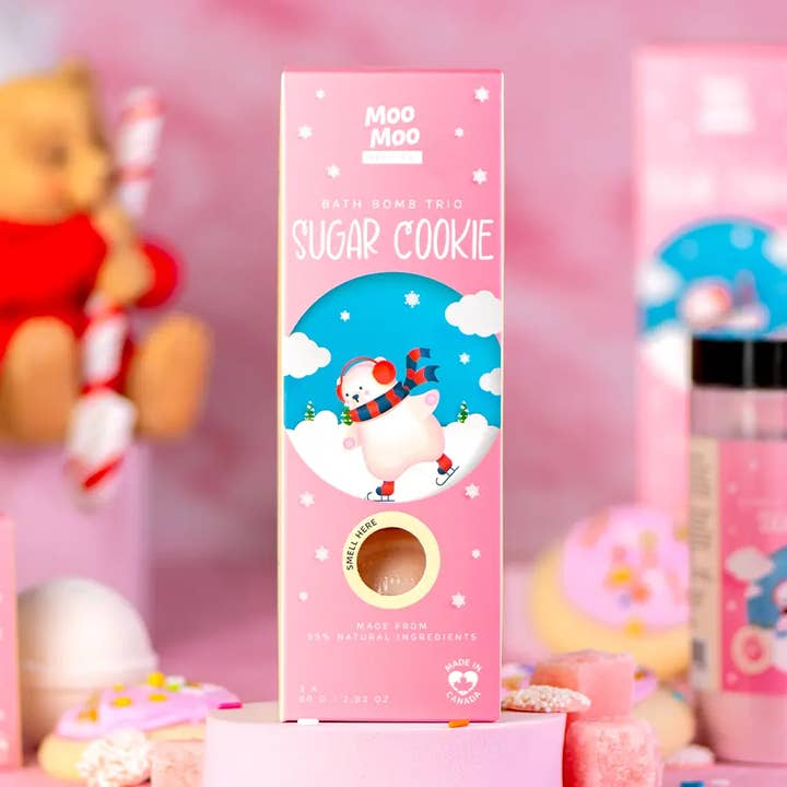 Sugar Cookie Bath Bomb Trio for wholesale by Moo Moo Bath Co