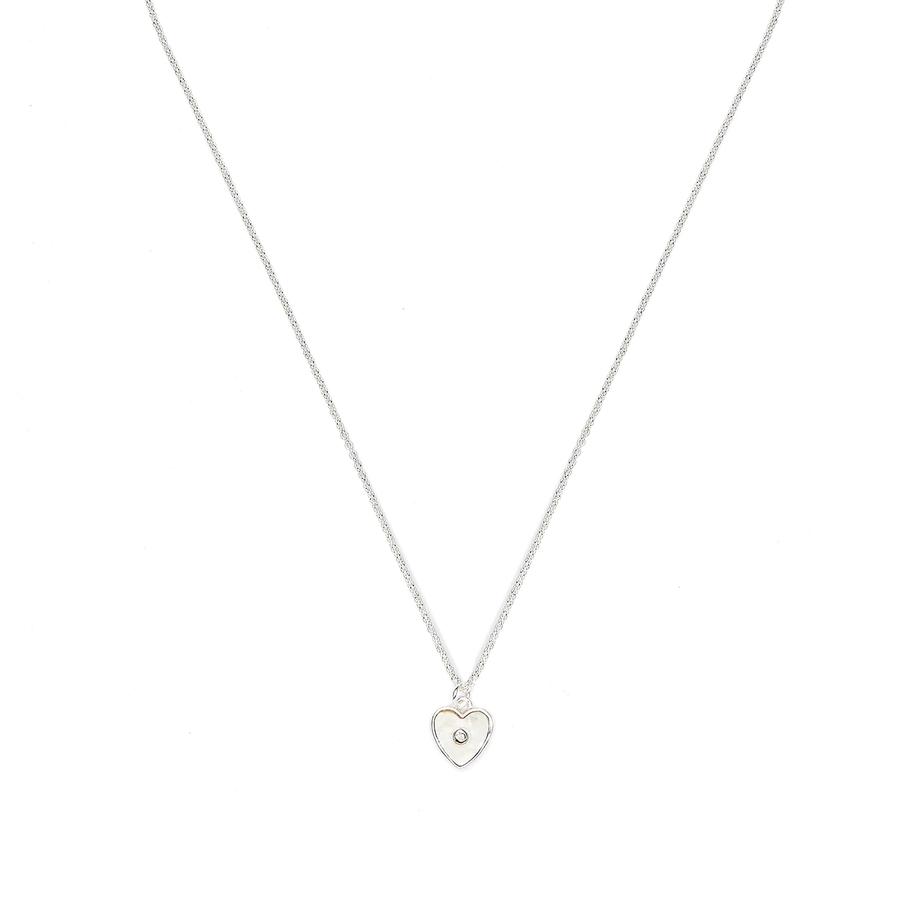 Luxenter - Wholesale Pendant/Charm Necklace - Collar Luxenter acabado plata y Madreperla Blanca - Heart0