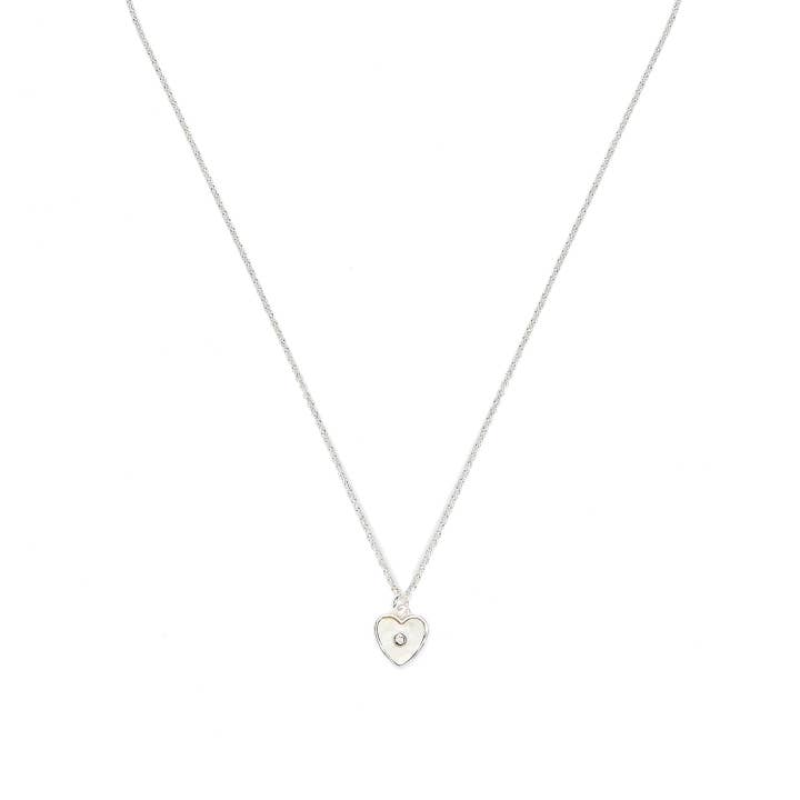 Luxenter - Vendita all'ingrosso Collana con ciondolo/pendaglio - Collana Luxenter finitura argento e Madreperla Bianca - Cuore