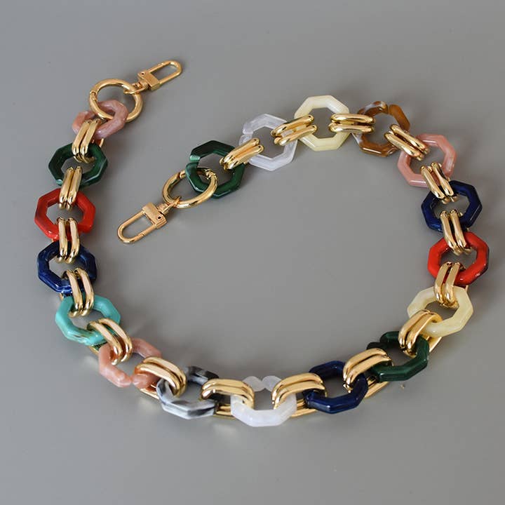 ACCITY - Wholesale Bag Strap - Women's - Heart,Rectangle Colorful Mixed Acrylic Bag Chain_CWMM5061