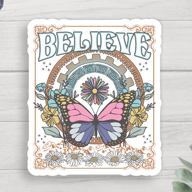 Believe Vinyl Sticker for wholesale by Expression Design Co