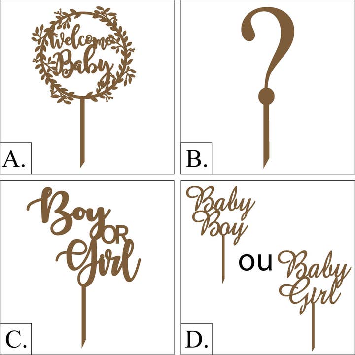 Baby Shower-tårtdekoration / Könsavslöjande cake topper för wholesale av Ze Déco Perso