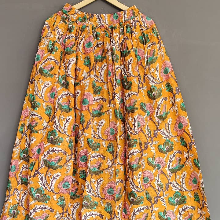 bhavnas boutique - Vendita all'ingrosso Gonna - Donna - Gonna estiva floreale in cotone Gonna casual plus size 0