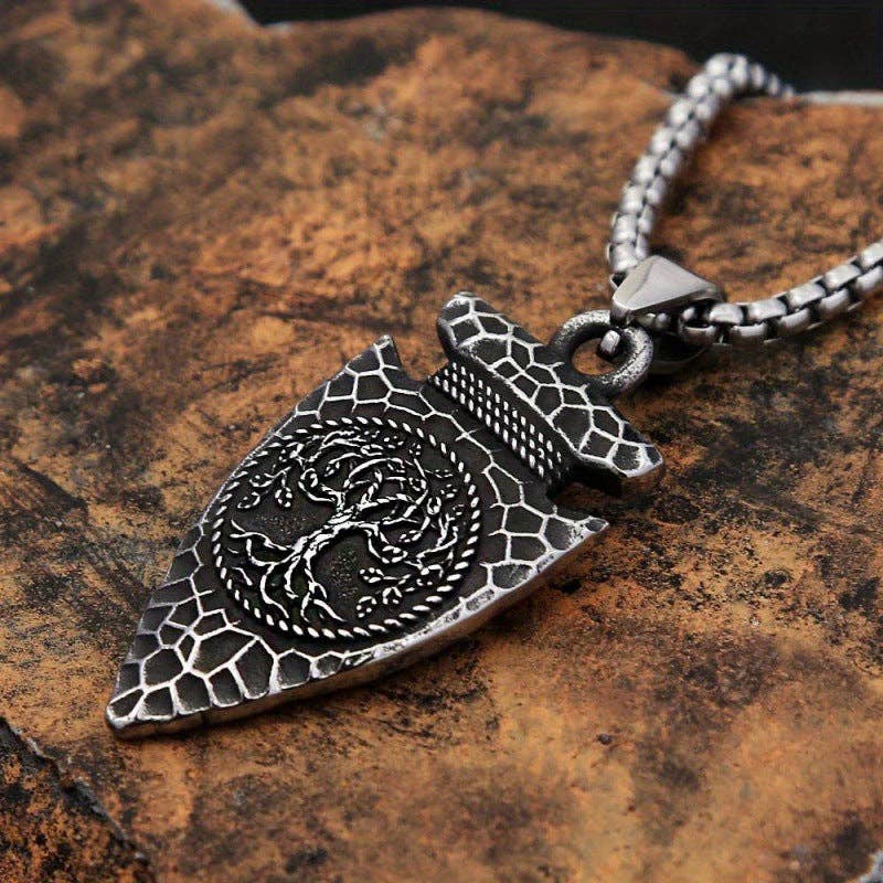 Sølv Viking Livets Træ Vedhæng Halskæde Rustfrit Stål Kæde Retro Stil for engroshandel på Faire3