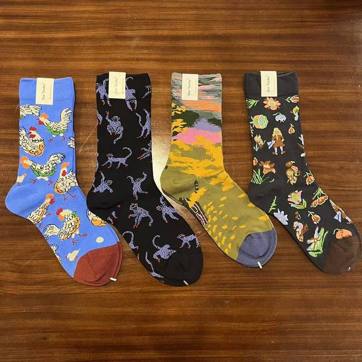 Calzini dal Design Ispirato ad Animali e Arte Fantasiosi per la vendita all'ingrosso da parte di Tourtiwi