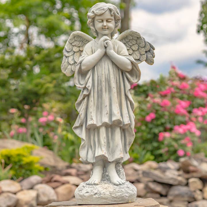 39" Tall Magnesium Angel Statue Praying "Taylor"- 2 Options for wholesale by Zaer Ltd. International