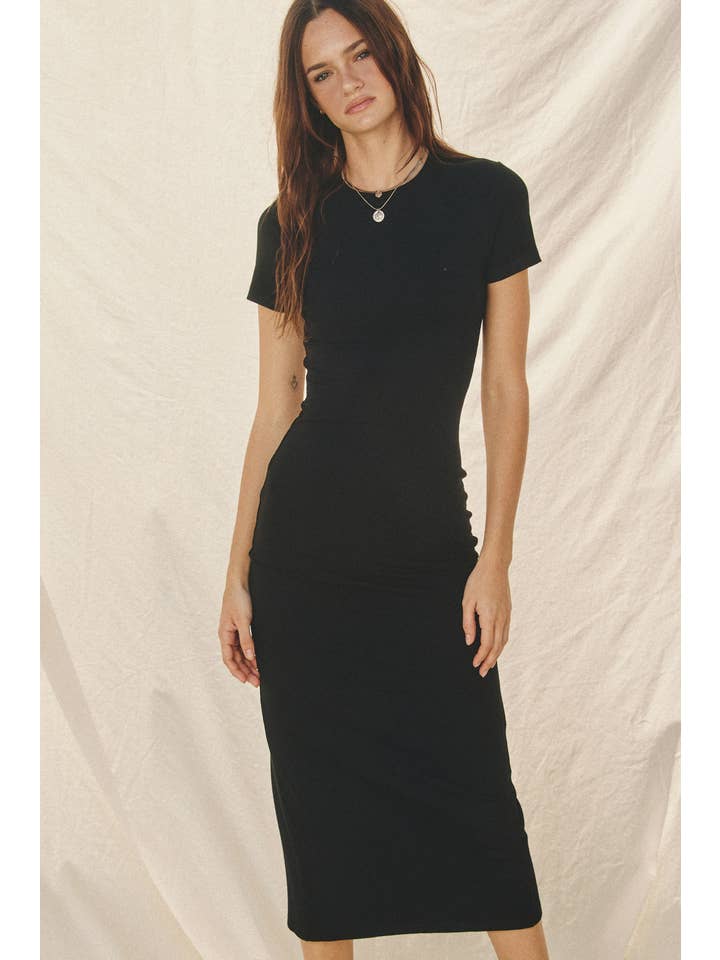Dress Forum - Wholesale Dress - Women's - Ribbed Knit Back Slit T-Shirt Dress (1)41
