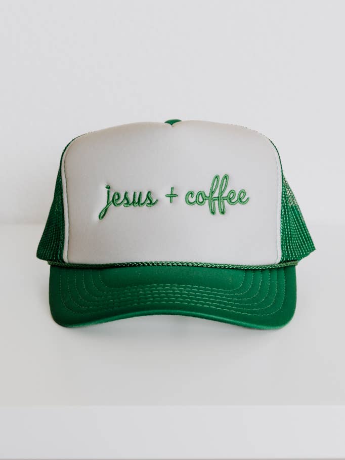Jesus + Coffee Hat - Green for wholesale by Crowned Free