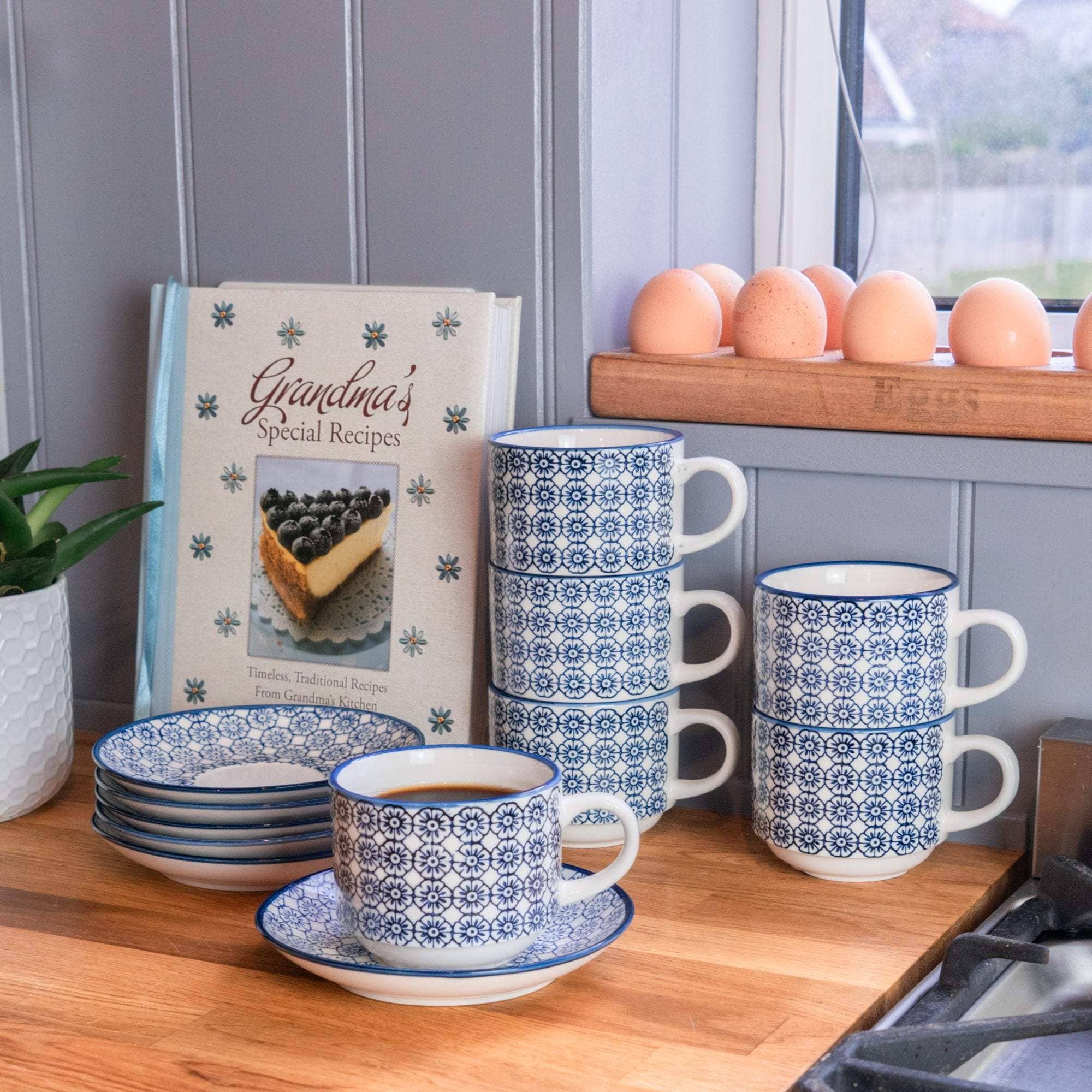 Rinkit Ltd - Wholesale Saucer - Nicola Spring Patterned Porcelain Saucer - Blue Flower3