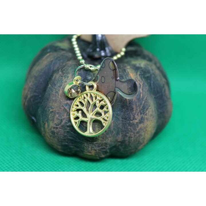 Witchcrafted in MI – wholesale Nyckelringar - Dam – Guld träd svamp nyckelring Charm dragkedja dra kristall häxa