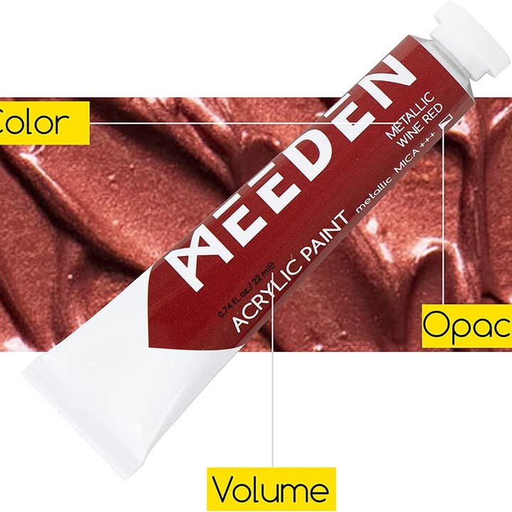 Pintar Art Supply - Wholesale Acrylic Paint - MEEDEN Metallic Acrylic Paint, Set of 12 Vibrant Colors Acrylic Tubes 0.74oz/22ml, Heavy Body Non Toxic Art Craft Paints for Artists, Kids & Beginners, Art Supplies for Canvas Wood Rocks Painting2