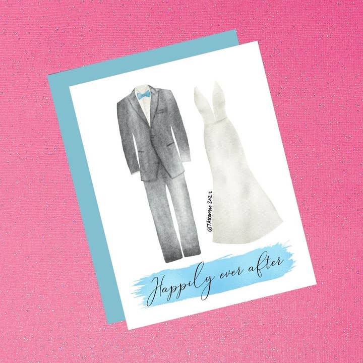 Glückliche Hochzeits-/Jubiläumskarte für Braut und Bräutigam für den Großhandel von Tiffany Ascensio Designs | Watercolor Greeting Cards