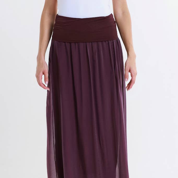 TINA Stephens Italy/Tees By Tina - Wholesale Skirt - Women's - Brenda Silk Foldover Waist Skirt (SL204)26