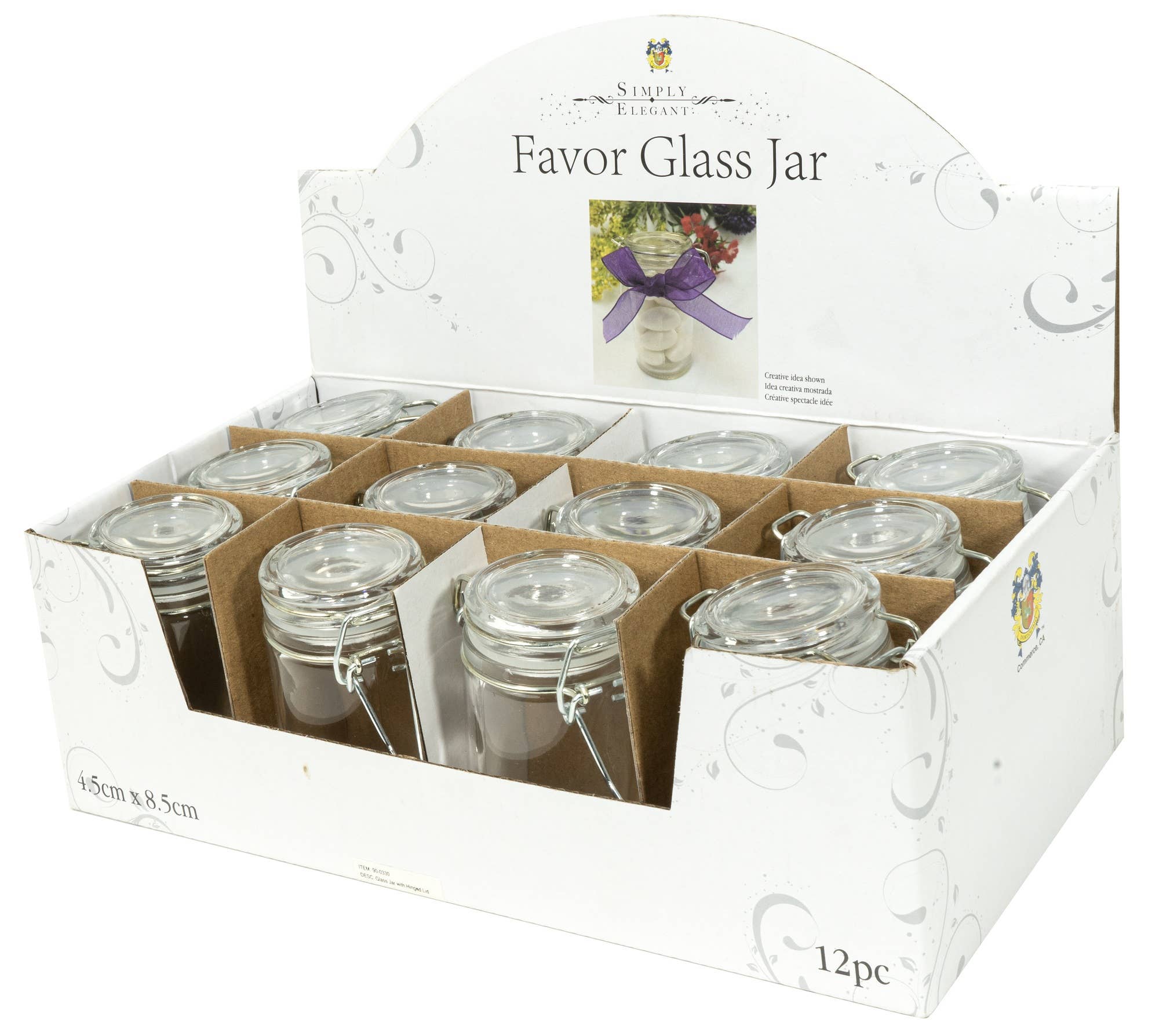 Portofino International Trading, USA - Wholesale Jar - Glass Favor Jar with Hinged Lid - Pack of 122