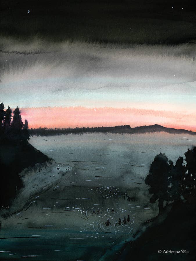 Night Swimmers giclée print for wholesale by Adrienne Vita art