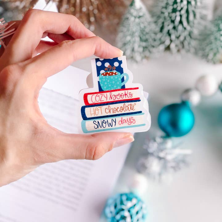 Emily Cromwell Designs - Wholesale Bookmark - Cozy Books, Hot Cocoa, Snowy Days Magnetic Bookmark1