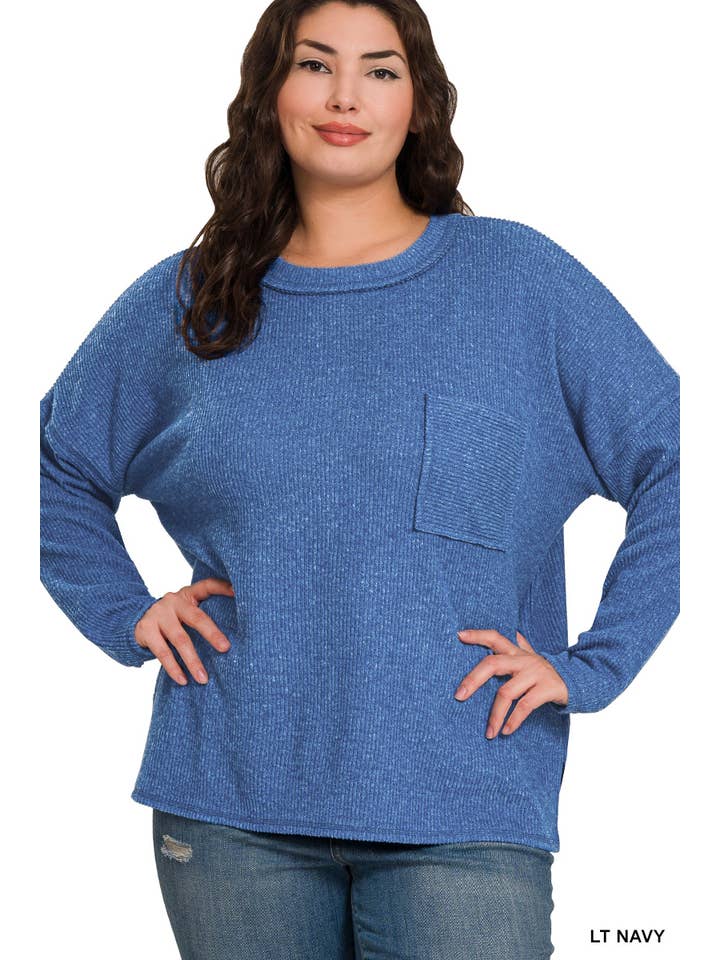 42POPS – wholesale Pullovertröja - Dam – , SI-26742 Ribbad Borstad Melange Hacci Tröja