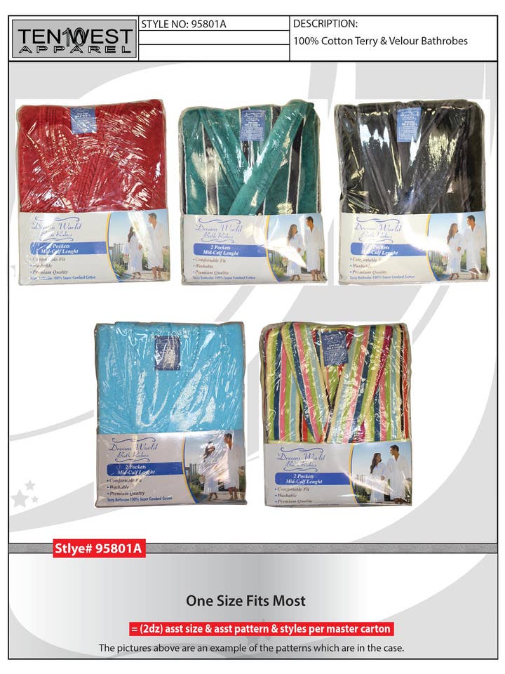Men's Cotton bathrobes for wholesale by Ten West Apparel