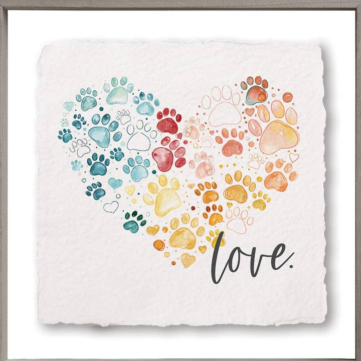 Love Pawprint Heart - Carré d'art flottant pour la vente par Sincere Surroundings