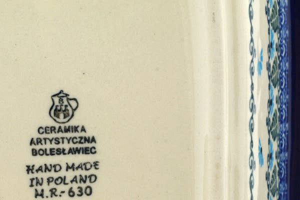 Polmedia Polish Pottery - Wholesale Baking Dish - Rectangular Baker 10" Forget Me Not Theme UNIKAT1