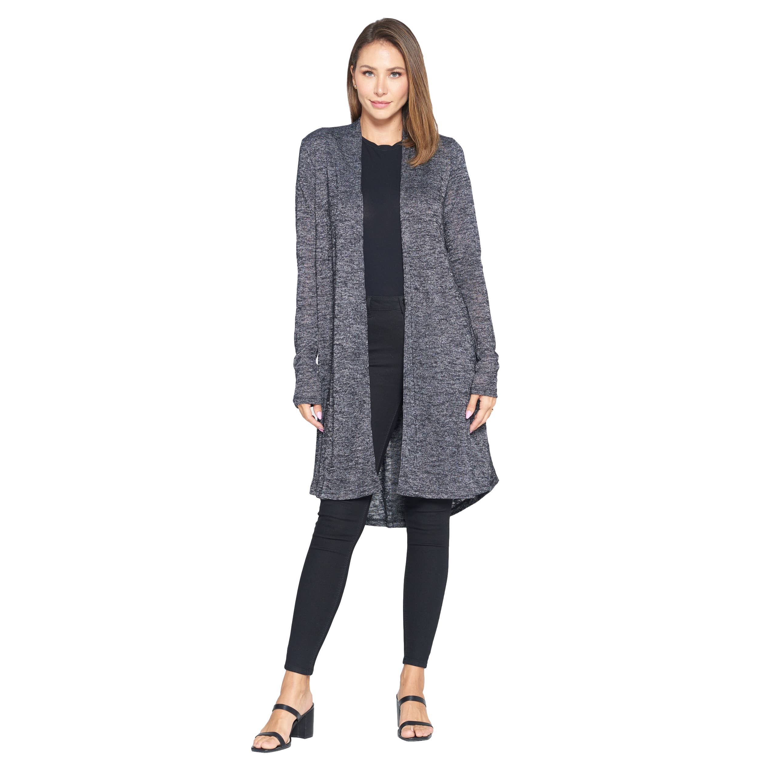 LKLUV - Wholesale Cardigan - Women's - Light Open Front Long Cardigan - Hi-Lo Hem