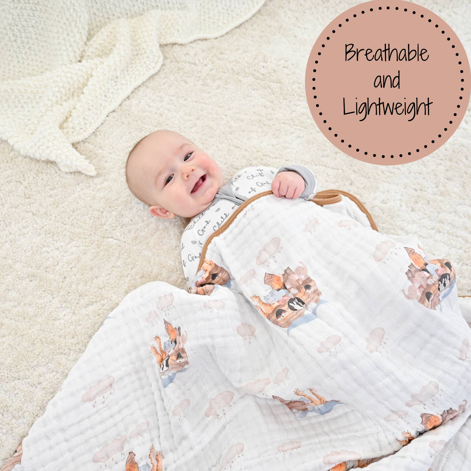 LollyBanks - Wholesale Quilt - Kids & Baby - Noah's Ark Baby Toddler Muslin Blanket1