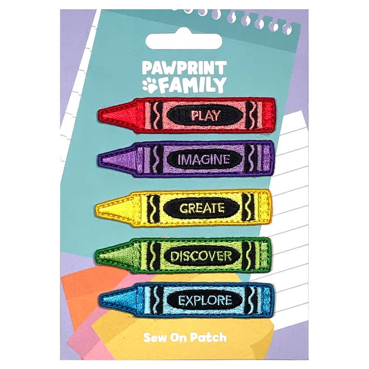 Crayon Sew On Patch Set for wholesale by Pawprint Family