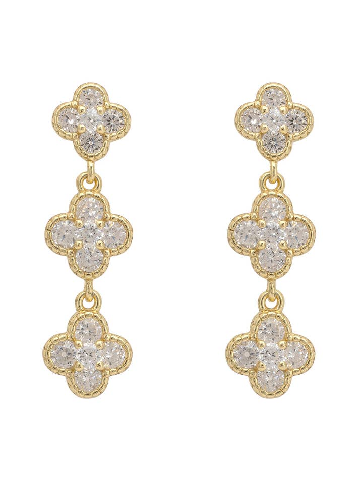 Mini Triple Clover Drop Örhängen Guld för wholesale av Latelita