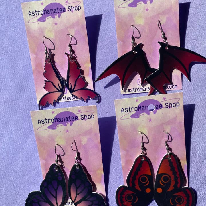 AstroManatee Shop - Wholesale Dangle Earrings - Butterfly Earrings // ren faire costume // cottagecore