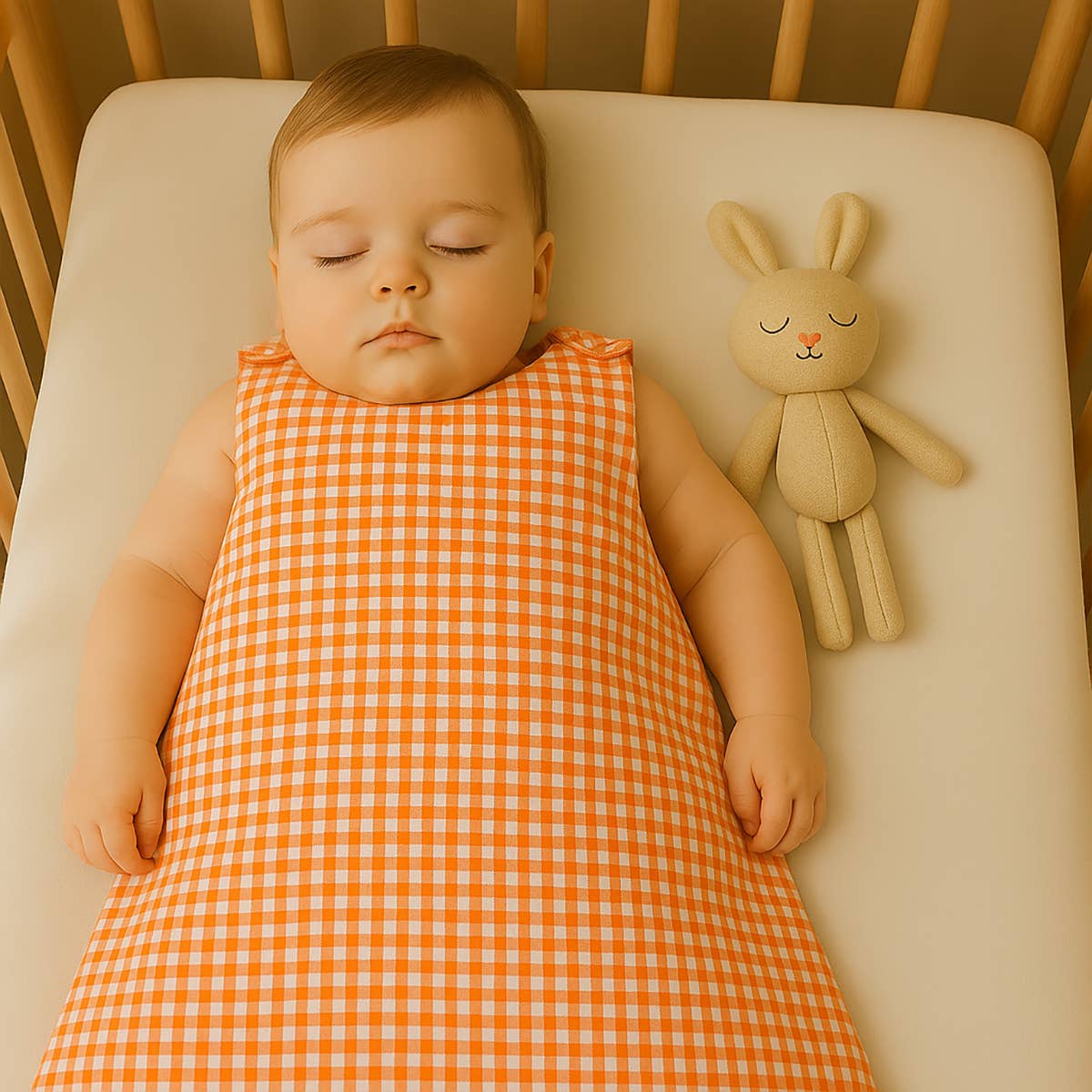 PAPATE – wholesale Sovsäck - Baby – Organisk bomulls sommarsovsäck med vichy-rutigt mönster2