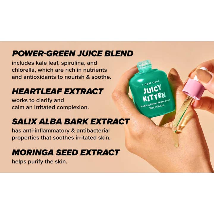 Best Beauty Group - Wholesale Facial Serum/Concentrate - I DEW CARE Juicy Kitten Purifying Power Green Serum Vegan